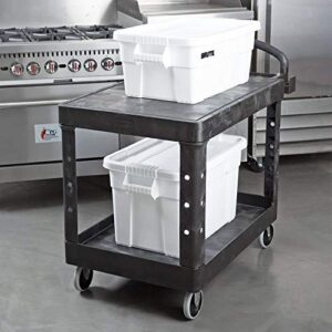 Rubbermaid Commercial Products 2-Shelf Utility/Service Cart, Medium, Flat Shelves, Ergonomic Handle, 500 lbs. Capacity, for Warehouse/Garage/Cleaning/Manufacturing (FG452500BLA)