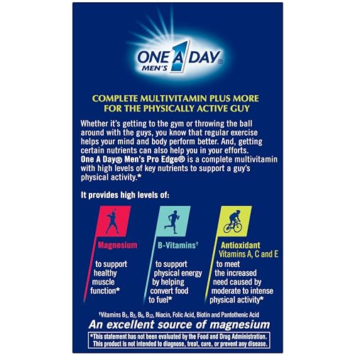 One A Day Men’s Pro Edge Multivitamin, Supplement with Vitamin A, Vitamin C, Vitamin D, Vitamin E and Zinc for Immune Health Support* and Magnesium for Healthy Muscle Function, Tablet 50 Count