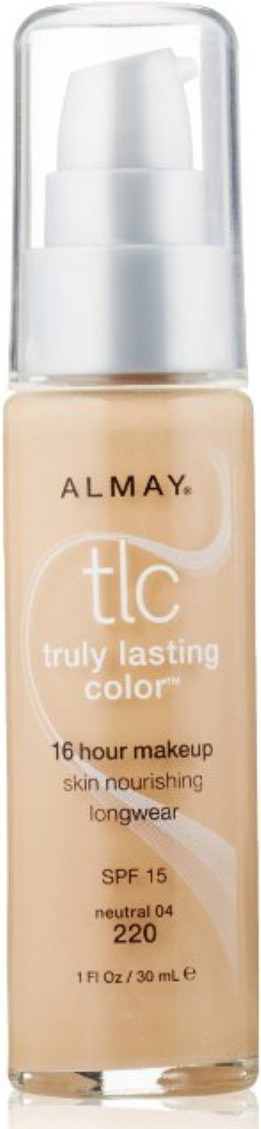 Almay Liquid Foundation, Truly Lasting Color, Long Wearing Natural Finish, Vitamin E and Lemon Extract, Hypoallergenic, Cruelty Free, Dermatologist Tested, 220 Neutral, 1 oz