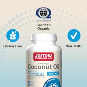 Jarrow Formulas Extra Virgin Organic Coconut Oil - 120 Softgels - Made With Certified Extra Virgin Coconut Oil - 100% Cold-Pressed & Solvent Free - Up to 120 Servings