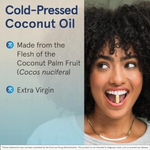 Jarrow Formulas Extra Virgin Organic Coconut Oil - 120 Softgels - Made With Certified Extra Virgin Coconut Oil - 100% Cold-Pressed & Solvent Free - Up to 120 Servings