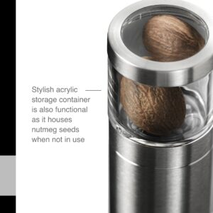 Adhoc Muskatino Nutmeg Mill Spice Grinder | Stainless Steel/Acrylic | Aroma Cap, Compact