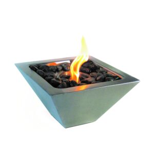 anywhere fireplace empire tabletop fireplace, portable ventless gel fuel fireplace with polished stones, elegant tabletop smokeless fireplace for indoor or outdoor use (stainless steel)