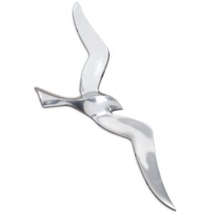 whw whole house worlds americana flying sea gull wall sculpture, handcrafted, cast of fine silver aluminum, 14 x 5 inches (36 cmx 14 cm)