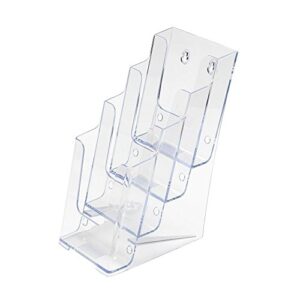 sourceone.org premium brochures holder for 4” trifold booklets – 4-tier – clear acrylic countertop organizer