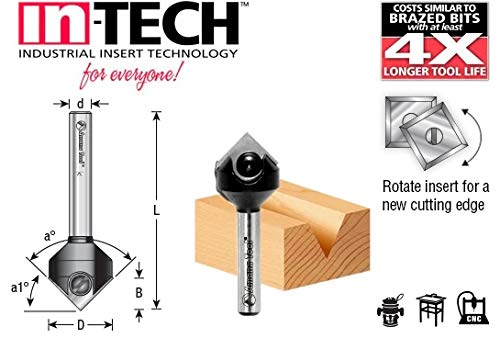 Amana Tool - RC-45711 In-Tech Insert Carbide V Groove 90 Deg x 11/16 Dia x 21/64 x 1/4 Inc