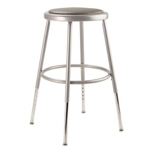 national public seating 6400 series heavy duty 18 inch adjustable height steel stool with vinyl padded seat, grey frame and legs