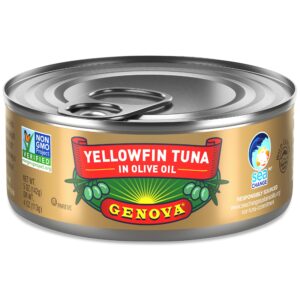 genova premium yellowfin tuna in olive oil, wild caught, solid light, 5 oz. can (pack of 24)