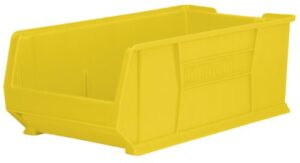 akro-mils 30293 super-size akrobin heavy duty stackable storage bin plastic container, (30-inch l x 16-inch w x 11-inch h), yellow, (1-pack)