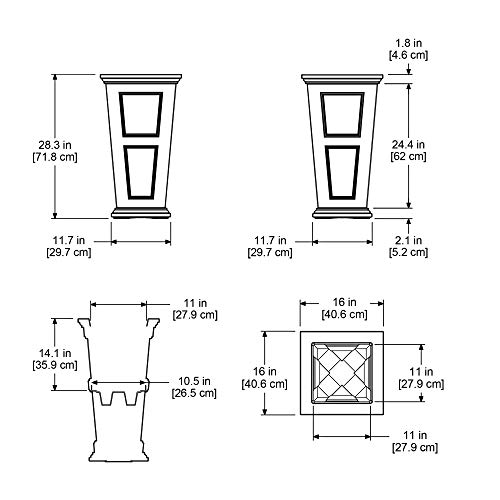 Mayne Inc. Fairfield 5829B Tall Planter,16in L x 16in W x 28.3in H,Black