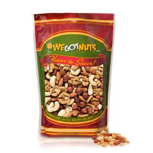 raw deluxe unsalted mixed nuts- premium quality kosher mixed nuts snack by we got nuts- natural rich flavor cashews, walnuts, almonds, pecans, macadamia nuts & more- packed in a resealable bag- 3 lbs