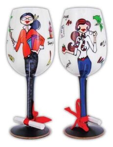 bottom’s up handpainted wine glass, shaping our future 15oz for red or white wine, teachers professors wine glass