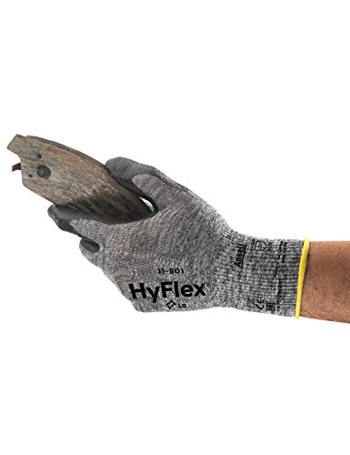 Ansell HyFlex 11-801 Nylon Glove, Black Foam Nitrile Coating, Knit Wrist Cuff, Large, Size 9 (Pack of 12)