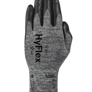 Ansell HyFlex 11-801 Nylon Glove, Black Foam Nitrile Coating, Knit Wrist Cuff, Large, Size 9 (Pack of 12)