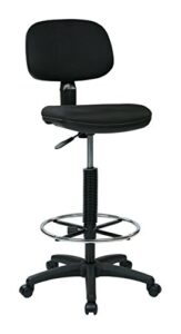 office star dc series adjustable drafting chair with foot ring and sculptured foam seat, icon black fabric