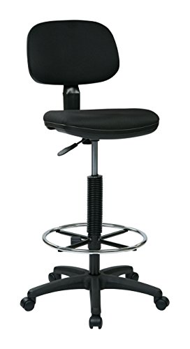 Office Star DC Series Adjustable Drafting Chair with Foot Ring and Sculptured Foam Seat, Icon Black Fabric