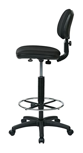 Office Star DC Series Adjustable Drafting Chair with Foot Ring and Sculptured Foam Seat, Icon Black Fabric