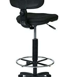 Office Star DC Series Adjustable Drafting Chair with Foot Ring and Sculptured Foam Seat, Icon Black Fabric