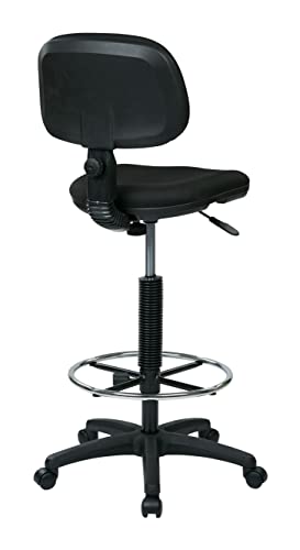 Office Star DC Series Adjustable Drafting Chair with Foot Ring and Sculptured Foam Seat, Icon Black Fabric