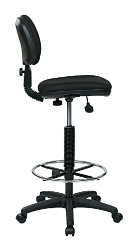 Office Star DC Series Adjustable Drafting Chair with Foot Ring and Sculptured Foam Seat, Icon Black Fabric