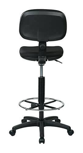 Office Star DC Series Adjustable Drafting Chair with Foot Ring and Sculptured Foam Seat, Icon Black Fabric