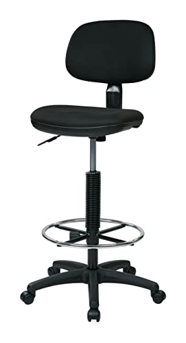 Office Star DC Series Adjustable Drafting Chair with Foot Ring and Sculptured Foam Seat, Icon Black Fabric