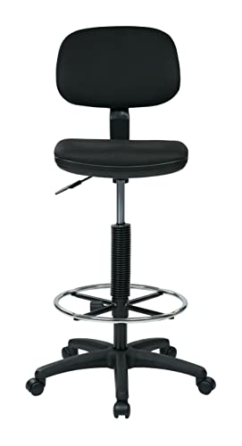 Office Star DC Series Adjustable Drafting Chair with Foot Ring and Sculptured Foam Seat, Icon Black Fabric