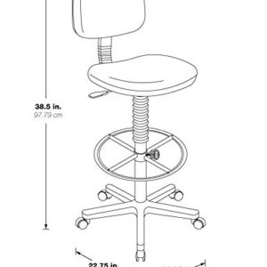 Office Star DC Series Adjustable Drafting Chair with Foot Ring and Sculptured Foam Seat, Icon Black Fabric