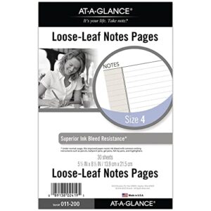 at-a-glance day runner notes pages, 87228 day-timer, refill, loose-leaf , undated, for planner, 5-1/2" x 8-1/2", size 4, 30 sheets/pack (011-200)
