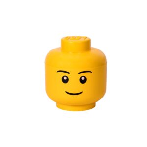 room copenhagen lego storage head, large, boy, 9-1/2 x 9-1/2 x 10-3/4 inches, yellow (4032)