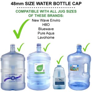SANITRO Water Systems Screw-On Caps for Water Cooler/Dispenser Plastic Jugs, 48mm Bottle Lids