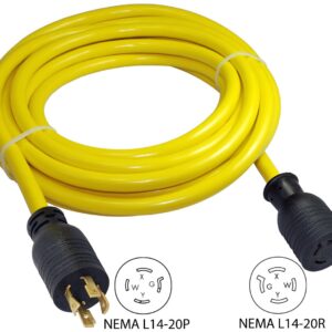 Conntek 20592 Extra-Heavy Duty L14-20 Generator Cord Yellow 50 - Feet