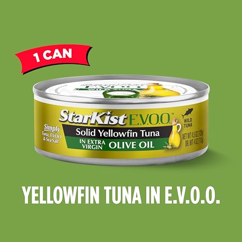 StarKist E.V.O.O. Solid Yellowfin/light Tuna in Extra Virgin Olive Oil - 4.5 oz Can (Pack of 12)(Packaging may vary)