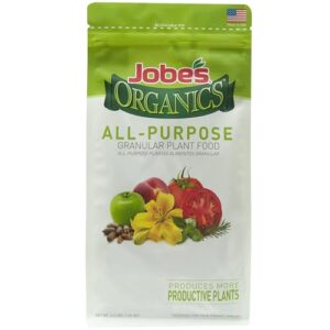 jobe’s organics granular all purpose fertilizer, easy plant care fertilizer for vegetables, flowers, shrubs, trees, and plants, 4 lbs bag