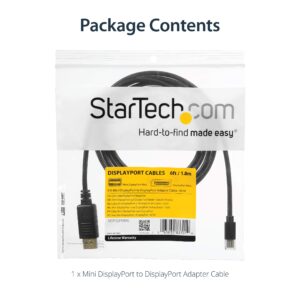 StarTech.com 3 ft Mini DisplayPort to DisplayPort 1.2 Adapter Cable M/M - DisplayPort 4k with HBR2 support - 3 feet Mini DP to DP Cable (MDP2DPMM3),Black