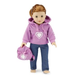 emily rose 18 inch doll - 3 piece pink heart hoody 18" doll clothes outfit for valentine's day! | compatible with american girl dolls