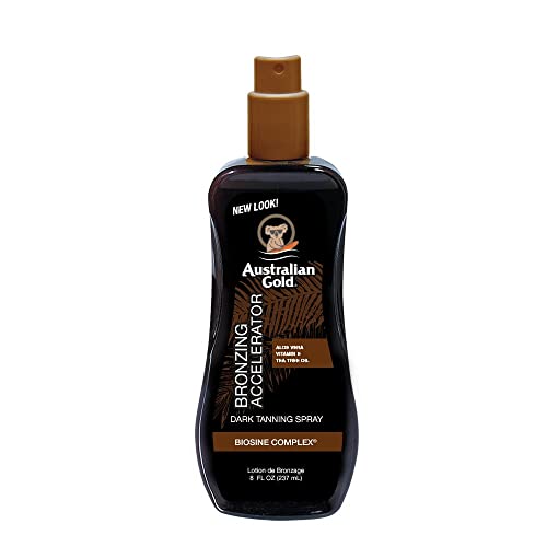 Australian Gold Dark Tanning Accelerator Spray Gel With Bronzer | 8 Fl Oz, Multicolor, AGCB175(Packaging May Vary)