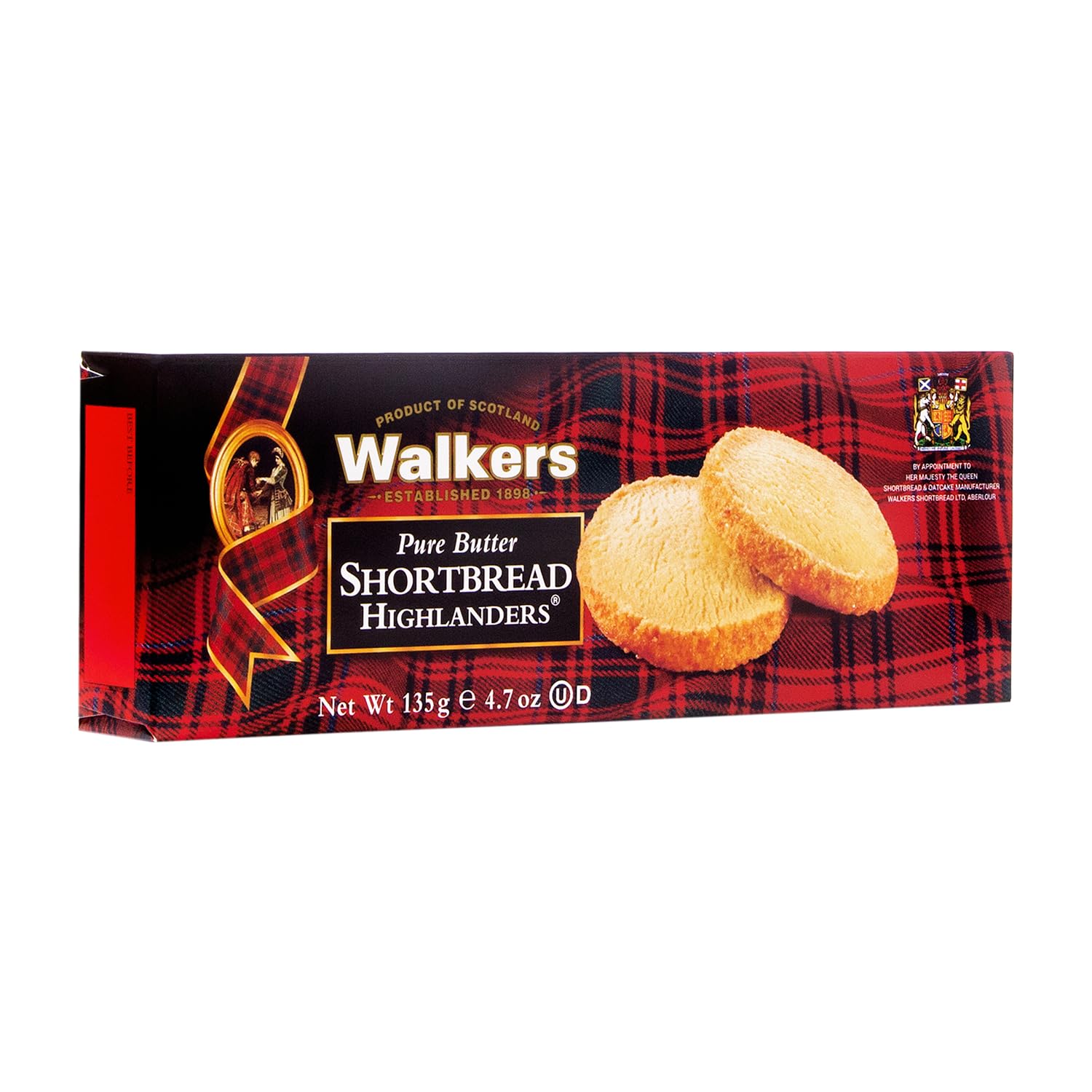 Walker's Shortbread Highlanders, Pure Butter Shortbread Cookies, 4.7 Oz Box