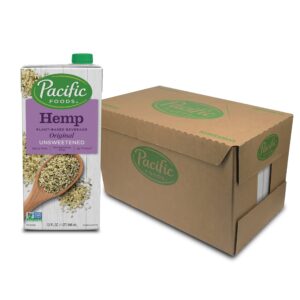 pacific foods hemp original unsweetened plant-based milk, keto friendly, 32 fl oz (pack of 12)