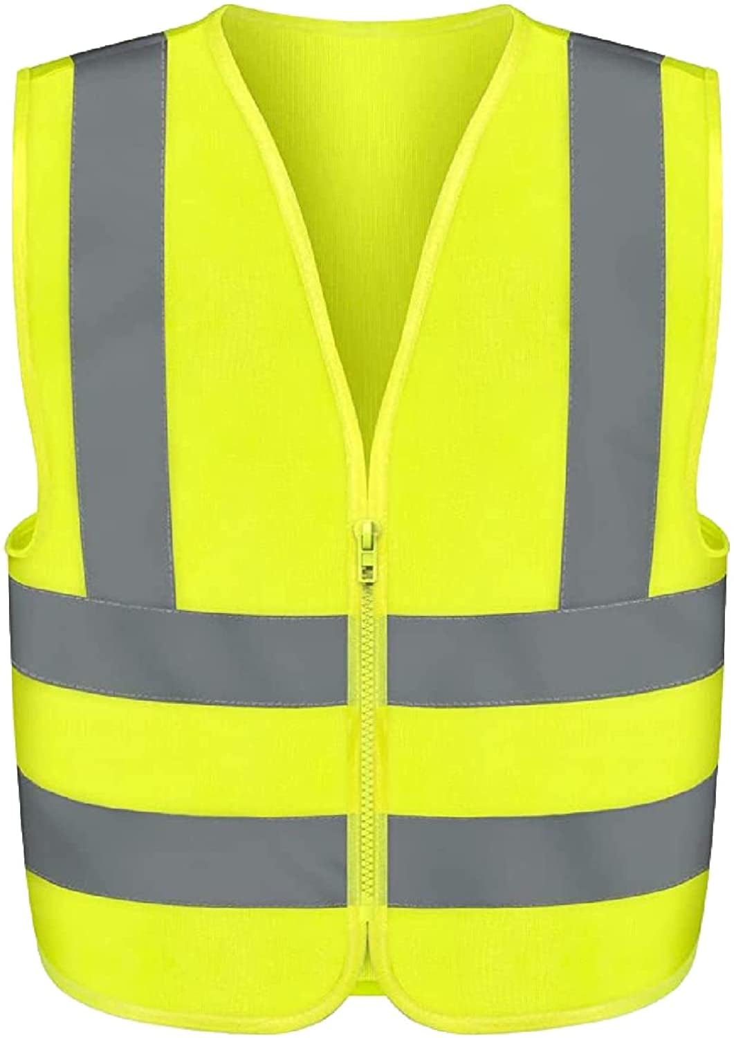 Neiko 53940A High Visibility Safety Vest with Reflective Strips | Size Medium | Neon Yellow Color | Zipper Front | For Emergency, Construction and Safety Use