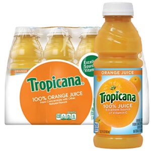 tropicana 100% orange juice, 15.2 fl oz (pack of 12) - real fruit juices, vitamin c rich, no added sugars, no artificial flavors