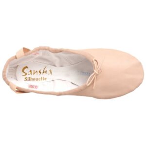 Sansha Silhouette Leather Ballet Slipper,Pink,11 M US Women's/7 M US Men's