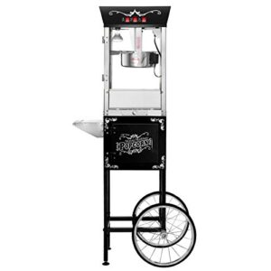 Great Northern Popcorn Company Black Matinee Movie 8 oz. Ounce Bar Style Antique Popcorn Machine, w/ cart