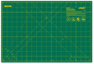 olfa 12" x 18" self healing rotary cutting mat (rm-cg) - double sided 12x18 inch cutting mat with grid for quilting, sewing, fabric, & crafts, designed for use with rotary cutters (green)