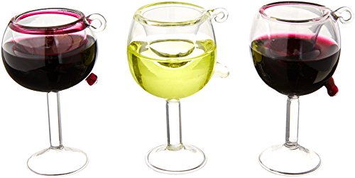 Kurt Adler T0748 2-1/2-Inch 2-3/4-Inch Glass Wine Cup Ornament, Set Of 3