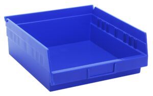 quantum storage systems qsb109bl 8-pack 4" hanging plastic shelf bin storage containers, 11-5/8" x 11-1/8" x 4" , blue