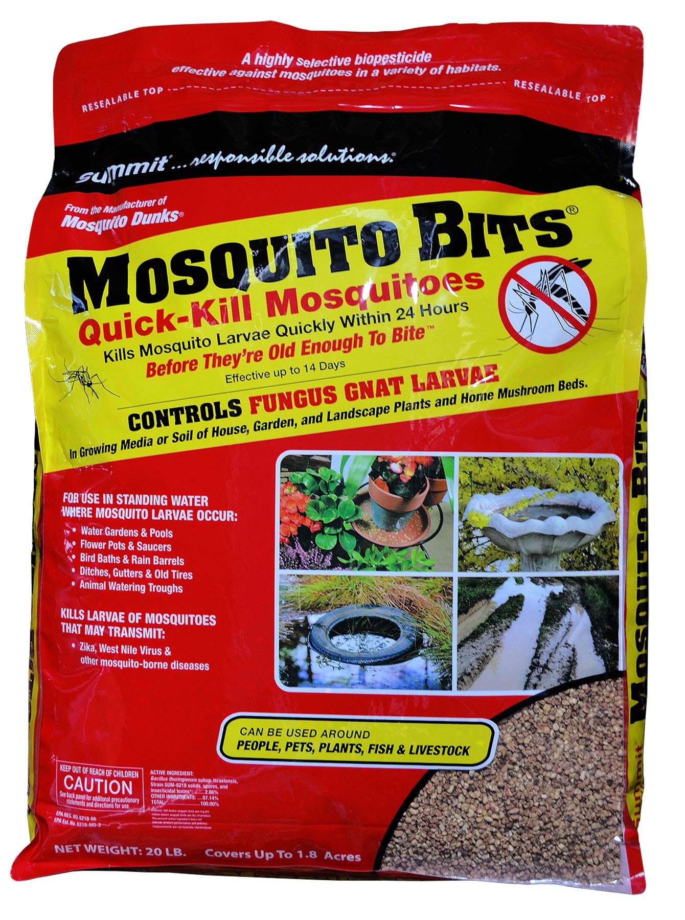 Summit Mosquito Bits, 20 lb, Quick-Kill Biological Control for mosquitos and fungus gnats