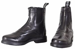 tuffrider women's baroque front zip paddock boots with metal zipper, black, 65
