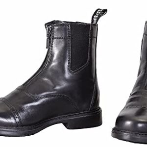 TuffRider Women's Baroque Front Zip Paddock Boots with Metal Zipper, Black, 65