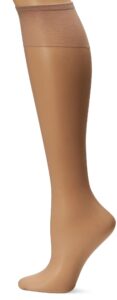 hanes silk reflections women's 2-pack knee high sandalfoot, soft taupe, one size
